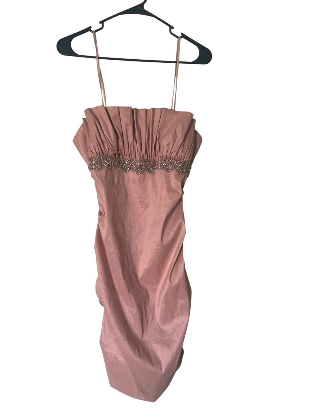 Hailey Adrianna Papell Blush Beaded Cocktail Dress Pink Wedding Homecoming 8
